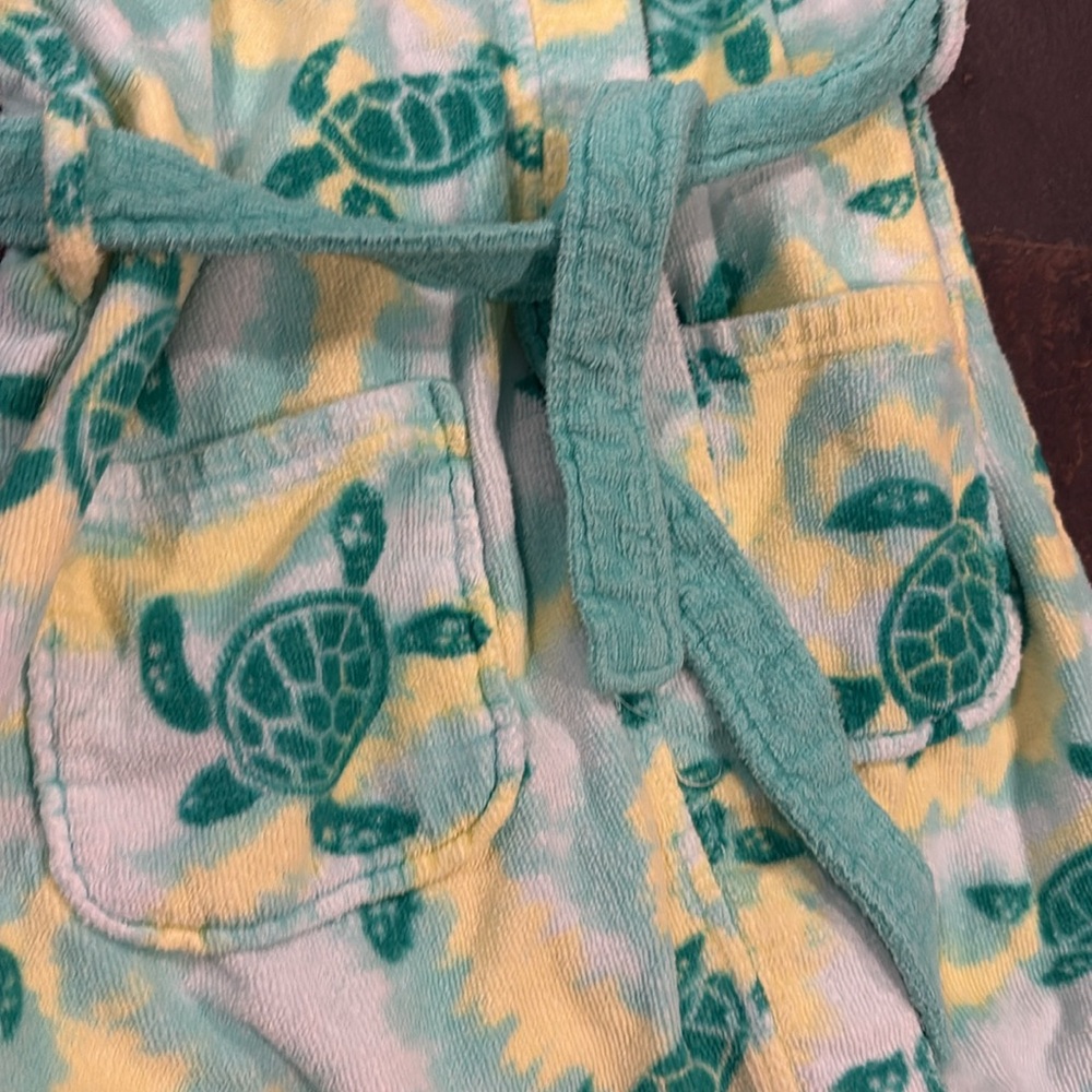 Saint Eve Swim Small 7/8 Green Sea Turtle Print Bathrobe Robe Swim Cover Up - Picture 2 of 5